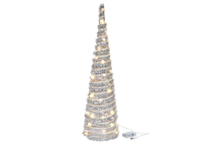 LED SILVER TINSEL CONE TREE (31.3") (WITH TIMER)